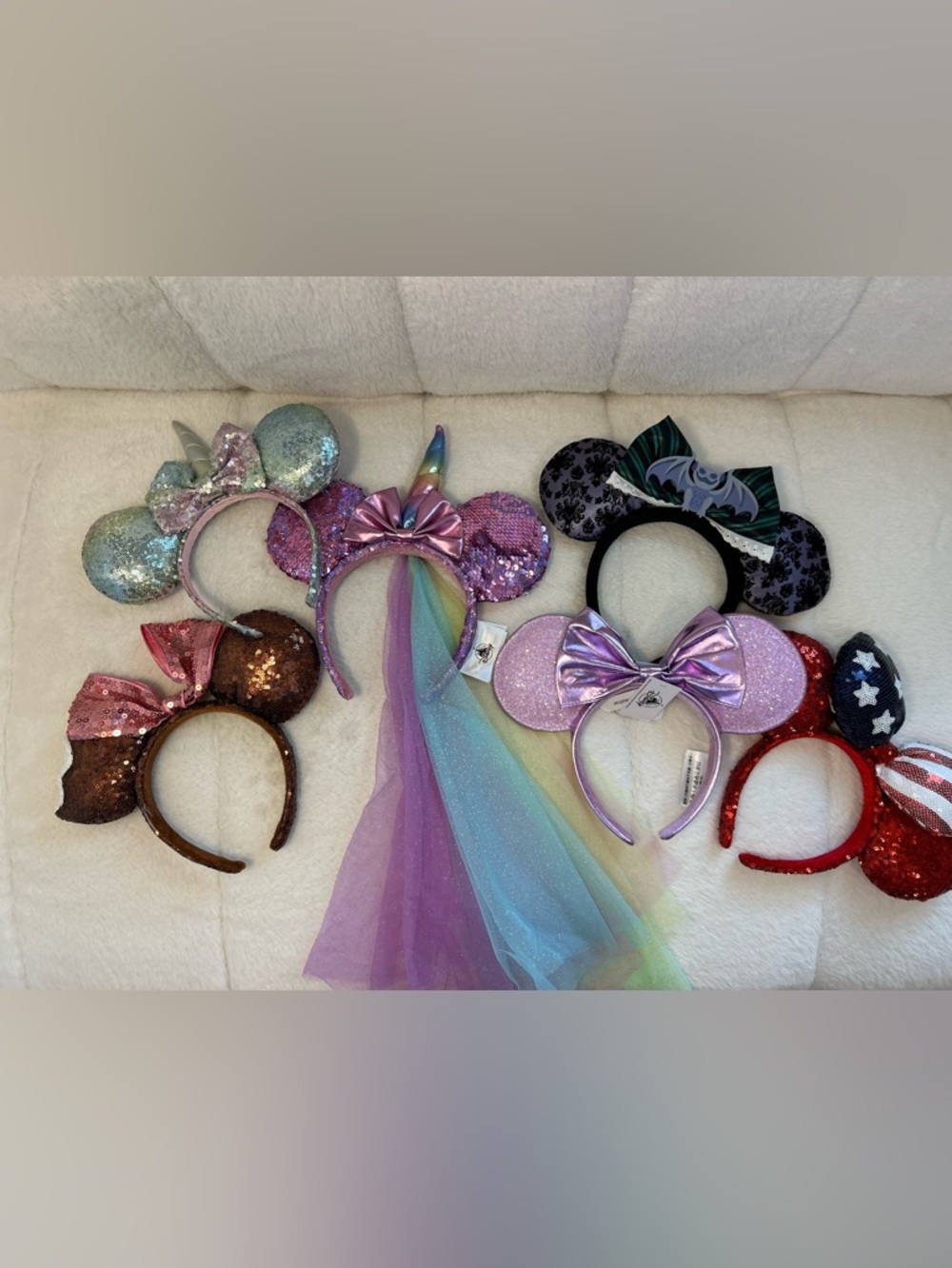 Lot of 6 Authentic Disney Parks Ears Like new or NWT Haunted Mansion, Lilac - Picture 7 of 7